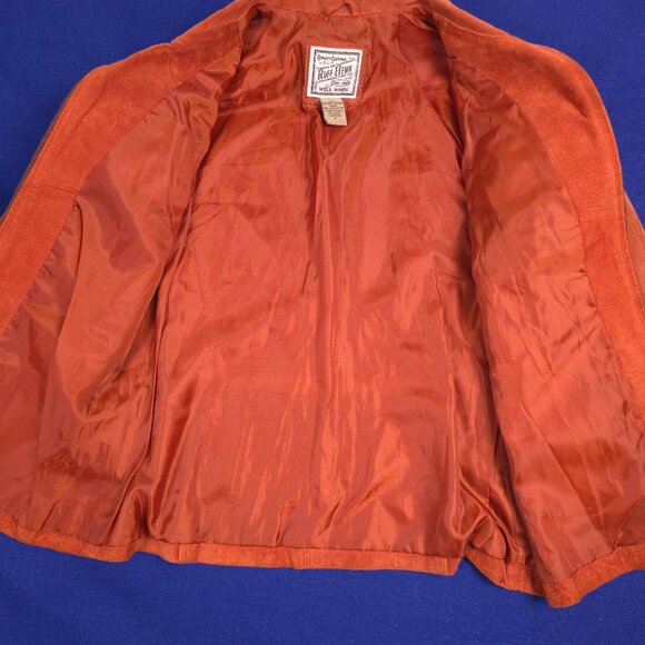Ruff Hewn women's 100% Genuine Suede Leather Jacket Rust Orange size Small - Picture 7 of 8